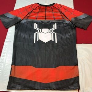 SPIDER-MAN red black COMPRESSION SHIRT polyester spandex super hero men L Tshirt